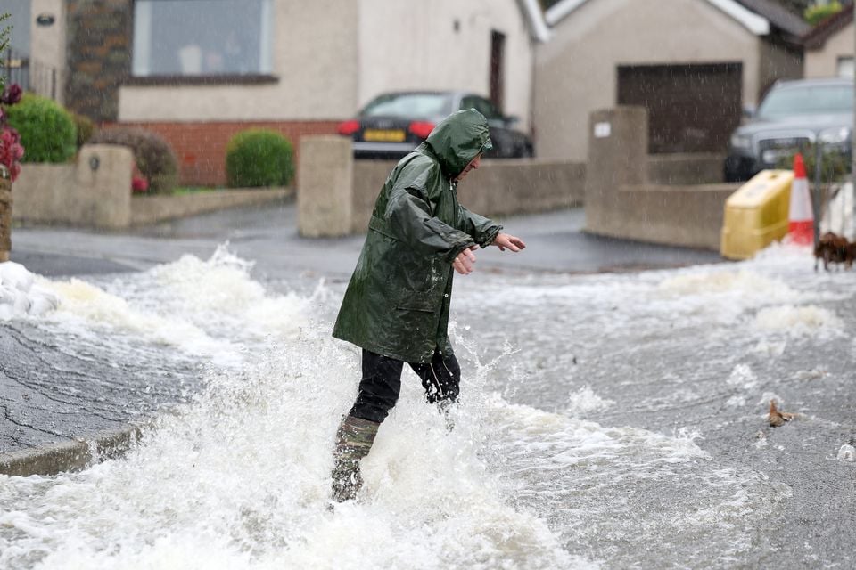 Flooding on Sunningdale Drive in Newcastle, Co Down, on Sunday. Pic: Presseye